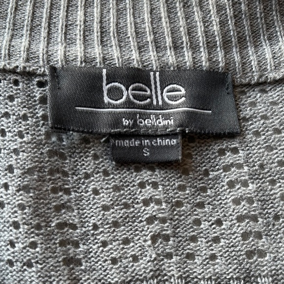 BELLE Lightweight Open Knit Gray Cardigan - Picture 2 of 7